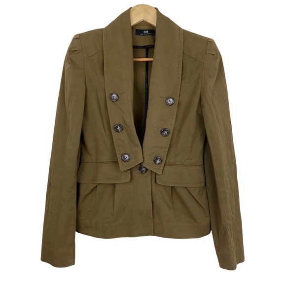 Cue Womens Jacket Khaki Brown Button Up Mid Length Office Work Business Size S 8 - Picture 2 of 9